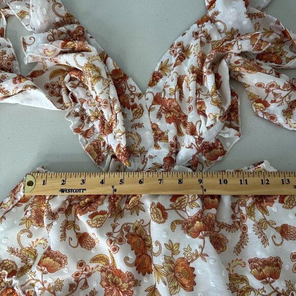 Fanco Tie Back Floral Ruffle Tiered Mini Dress Size S Coquette Boho Cottage - Picture 8 of 12